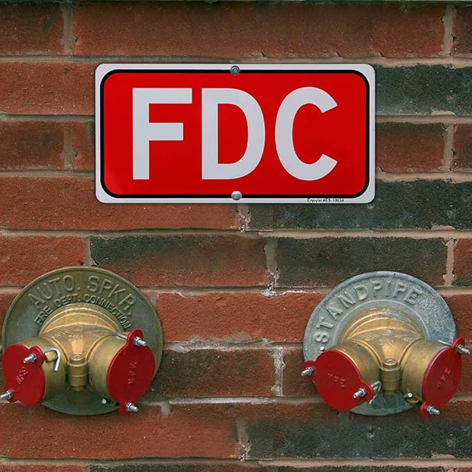 FDC Sign, Fire Department Connection Sign, 12"x 6" - .040 Rust Free Aluminum – Reflective, UV Protected and Weatherproof