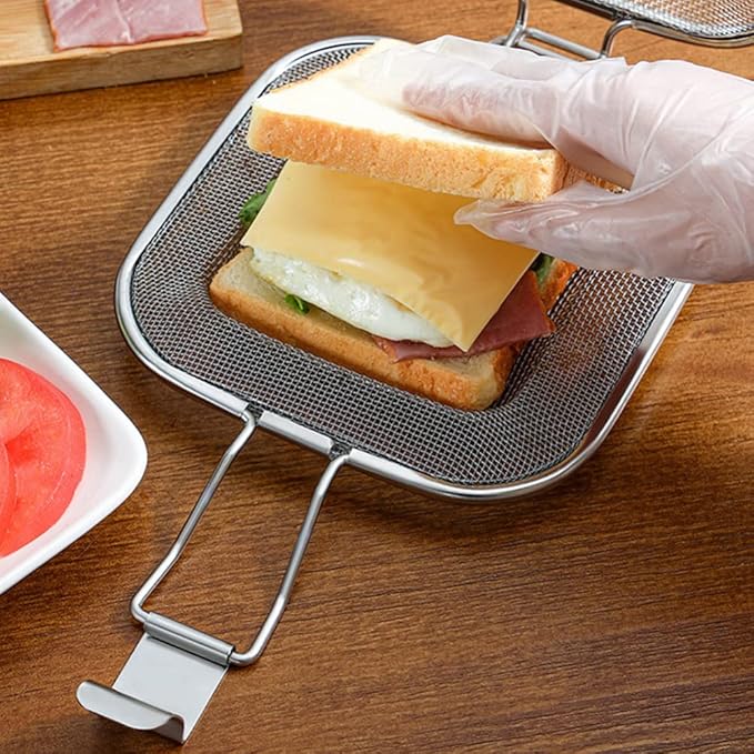 Sandwich Cage Toaster Sandwich Clip Sandwich Racks Breakfast Sandwich Maker Grill Press Grilled Cheese Maker Panini Press Stainless Steel Toaster Accessory Kitchen Utensils