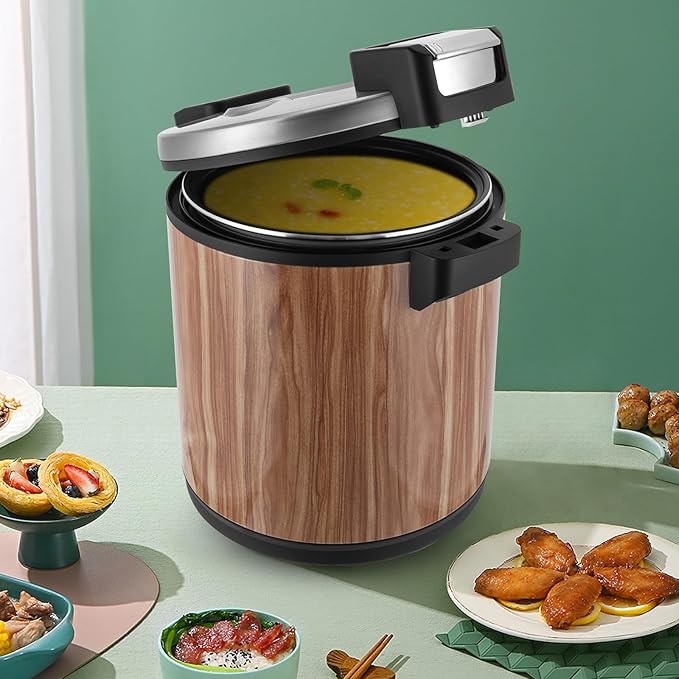 120 Cup Large Capacity Commercial Rice Cooker Warmer with Nonstick Inner Pot, Adjust Temper Soup Warmers Sushi Rice Warmer for Restaurant Party Family, Only Warm Function (Wood Grain Style)