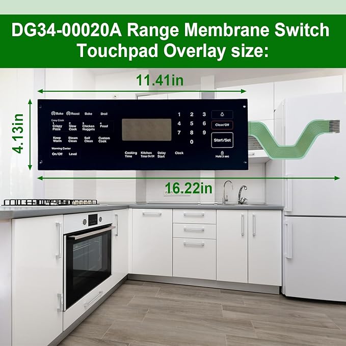 DG34-00020A Range Membrane Switch Touchpad Overlay-Compatible with Samsung Stove/Oven,Replaces AP5623392,PS4240764,NE594R0ABSR,NE59J3420SS,NE59J3420SB, NE59J3421SS,NE595R0ABSR-Touch Panel