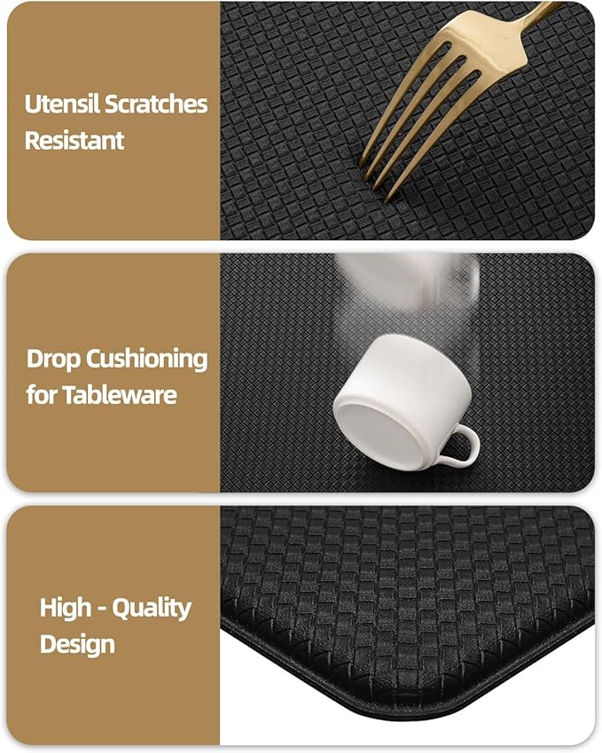 Color&Geometry Anti Fatigue Cushion Kitchen Mat for Floor -24"x87",Wide,Easy Clean, Water & Oil Proof, Anti Slip, Foam Rubber Runner Rug for Front Sink Comfort Standing,Black