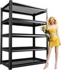 Garage Shelving 5-Tier Adjustable Metal Garage Shelves Heavy Duty Unit,3000 LBS Steel Shelf Storage Rack Suitable for Industries,Warehouses,Basement,Black(Wire-72'H x 45.7''W x 19.6''D)