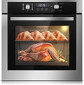 Wall Ovens 24 Inch Electric 3220W,2.8 Cu.Ft Single Wall Oven with 3-Key Digital Control,for Precise Baking,360° Rotisserie, 9 Functions & Easy-Clean Enamel Cavity for restaurant, and home