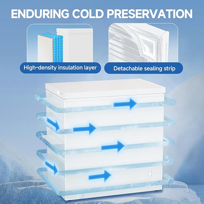 BANGSON 7.1 Cu.Ft Chest Freezer, Deep Freezer with Adjustable Thermostat, Top Open Door Freezer with Removable Basket, Quiet Operation, Ideal for Kitchen/Apartment/Office