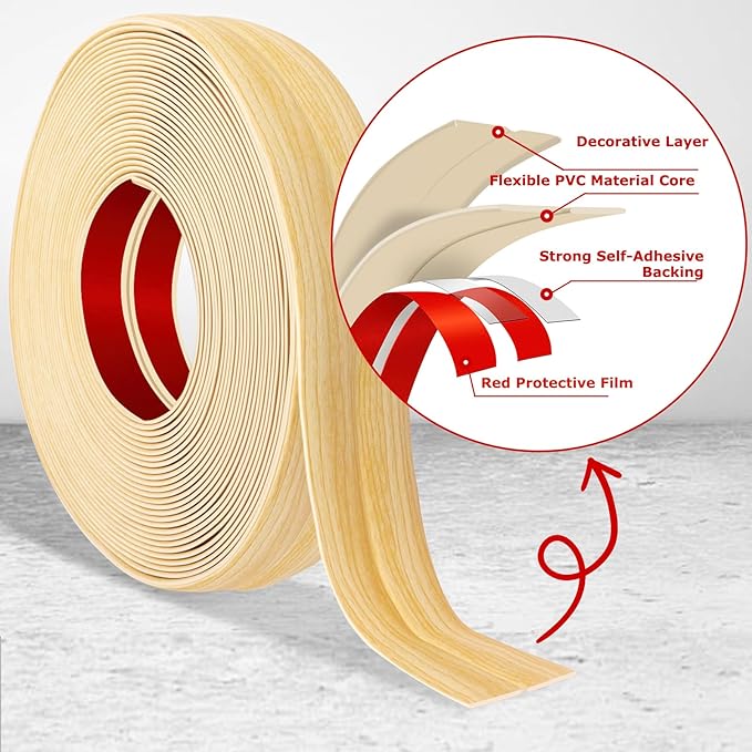 Flexible Wall Corner Protector Moulding Trim Peel and Stick Wall Corner Guards Edge Protector Self Adhesive Molding Trim Strip for Edge Ceiling (Original Wood Grain, 2.4 in x 20 Ft)