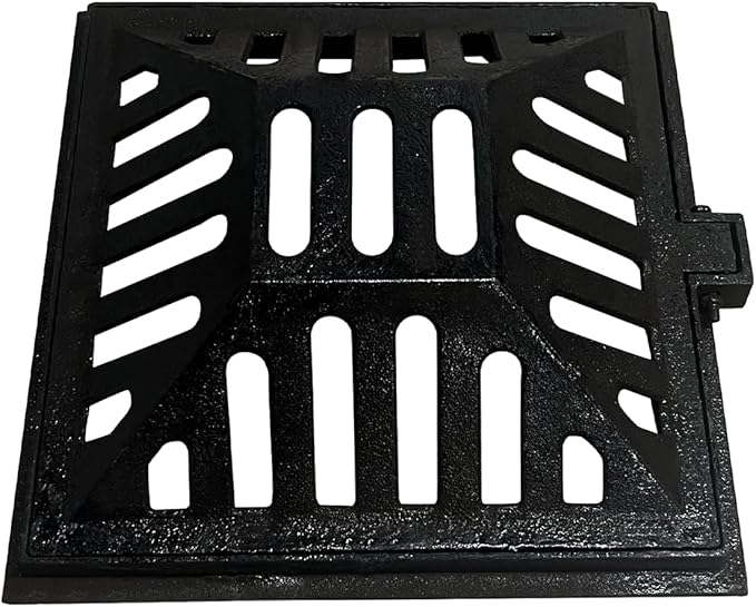 Ductile Iron Atrium Grate and Frame,18x18in Square Beehive Catch Basin Inlet, Metal Overflow Relief Gully Grates for Yard,Heavy Duty Swale Drain Grates Bolted with Base(Frame Size 20x20in)