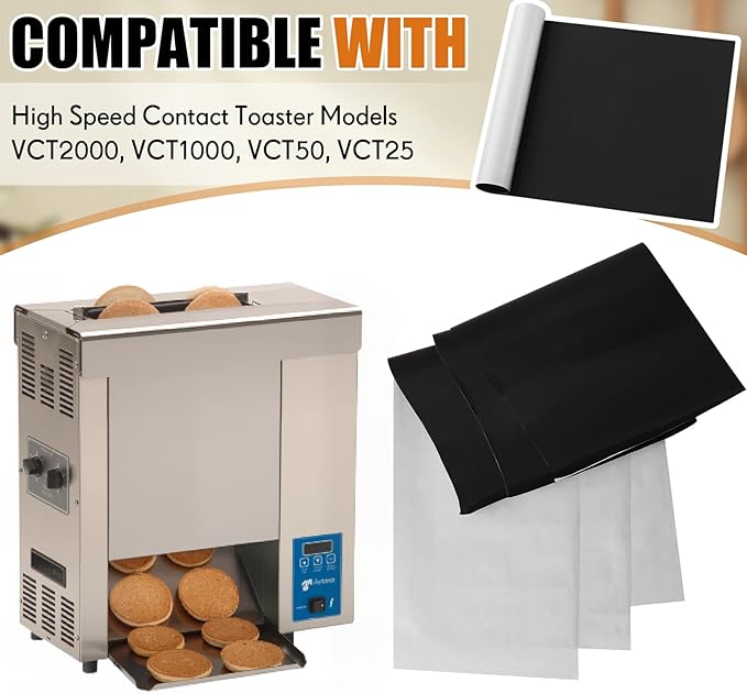 10 Pcs 33 x 12.25 Inch PTFE Release Sheets Non Stick Toaster Release Sheet PTFE Liner Compatible with Antunes Roundup VCT 25, 50, 1000, 2000 Series Toaster Replaces 7001167, 7000250 for Bread