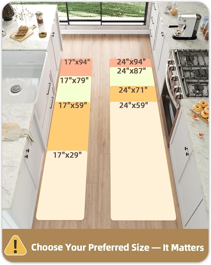 Color&Geometry Anti Fatigue Cushion Kitchen Mat for Floor -17"x59",Easy Clean, Water & Oil Proof, Anti Slip, Foam Rubber Runner Rug for Front Sink Comfort Standing,Grey