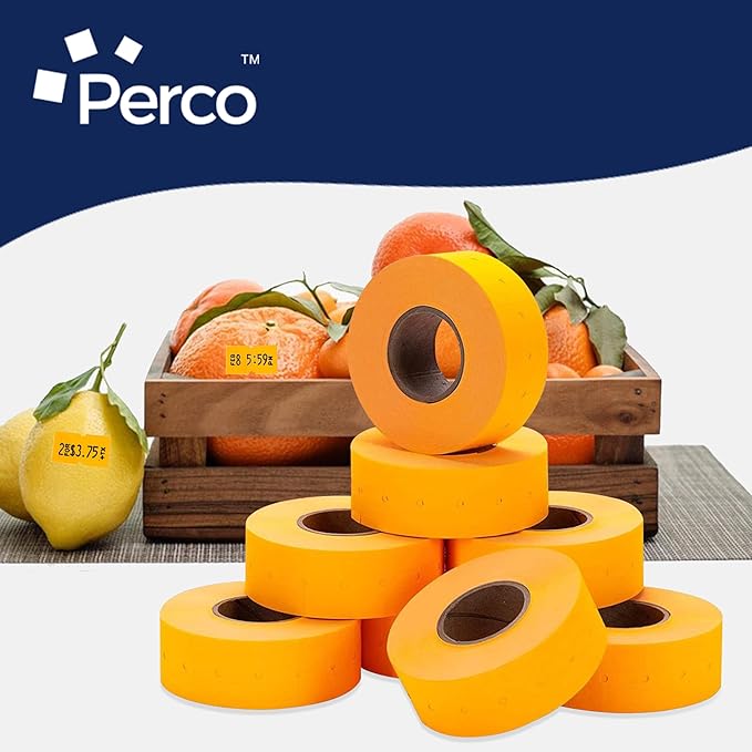 Perco 1 Line Fluorescent Orange Labels - Case of 30 Sleeves, 240,000 Blank Pricing Labels for Perco Lite, X, Plus and Pro 1 Line Price and Date Guns