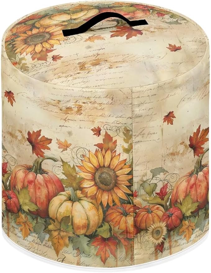 Thanksgiving Day Decor Waterproof Dust Protecitve Pressure Cooker Cover for 8 Quart, Kitchen Appliance Air Fryer Rice Cooker Cover Fall Maple Leaf Pumpkin Print