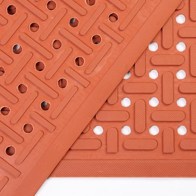 Rubber Non-Slip Waterproof Floor Mat Heavy Duty Anti-Fatigue Mats 33"x57" for Wet or Snow Deck, Restaurant Bar Kitchen (OrangeRed)