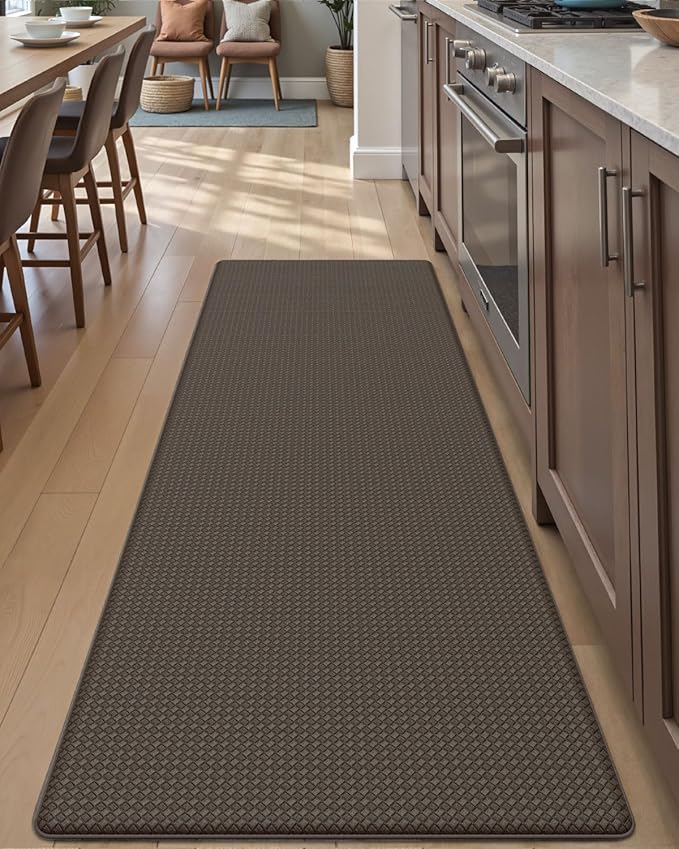 DEXI Kitchen Floor Mats Cushioned Anti Fatigue, 23x59, Large Wide Standing Runner Rug Waterproof, Comfort Memory Foam Padded for Front Sink Laundry, Brown