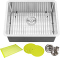 23 in. x 18 in. x 10 in. 16-Gauge Stainless Steel Undermount Single Bowl Kitchen Sink with Bottom Grid Set, Silicon Dishrack, Pot Mat and Strainer