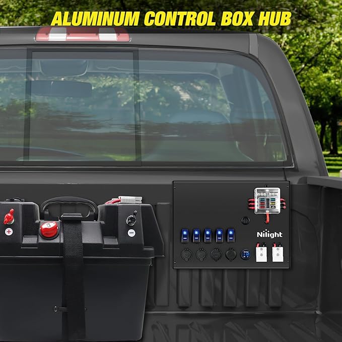 Nilight 12V/24V Camping Electrical System Centre Battery Power Control Box Fuse Block Switches Cigar Socket Voltmeter USB Charger Anderson Connector Ideal for RV Car Canopy Caravan Camper Trailer Van