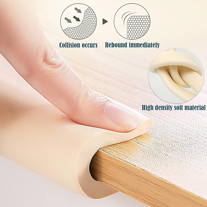U-Shaped Foam Edge Protectors for Baby Proofing (4m Total) - 2cm Thick Non-Toxic Corner Guards for Coffee Table,Cabinet,Countertop - 4 Colors Safety Padding(Gray)