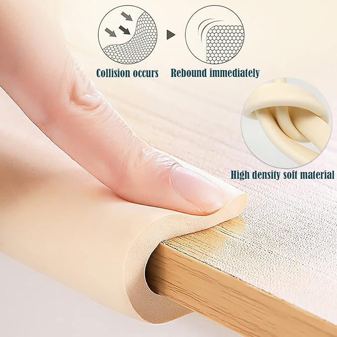 U Shape Edge Protectors for Glass Coffee Table,Foam Baby Proofing Safety Bumper Guard Strip,Corner Protectors for Kids,Extra Thick,Suitable for Furniture Fireplace,6.5 Ft/2m (Milky White)