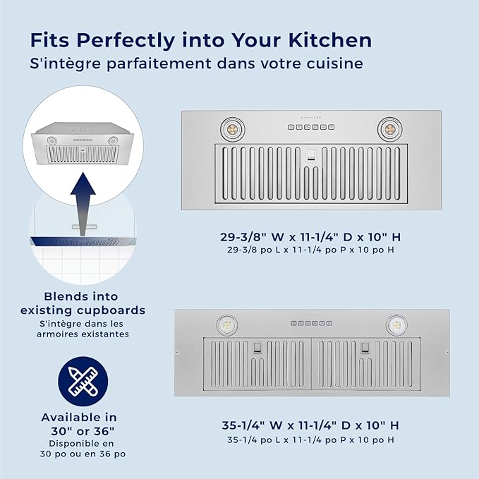 Hauslane Range Hood Insert 30 Inch, Hood Vent for Kitchen| HauSMART™ App & Voice Control |4-Speed Fan, LED GU10 Lights | Dishwasher-Safe Baffle Filters, Stainless Steel Ducted|Ductless Range Hood