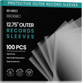 EVEO 100 Vinyl Record Sleeves Outer – Crystal Clear Outer Vinyl Sleeves LP Album Covers 12.75"x12.75" | Perfect Fit Protective 3 Mil Protection for Single & Double LPs - Archival Quality