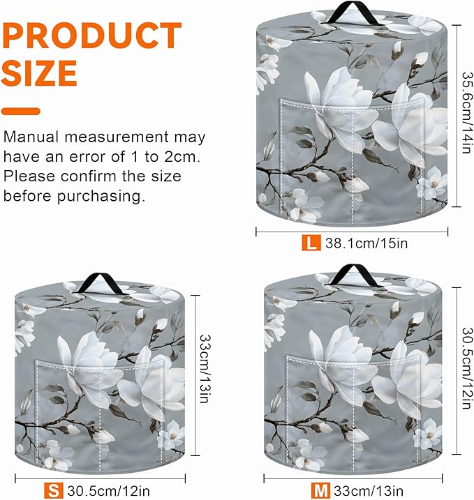 Kitchen Appliance Accessories Dust Cover for 3-6-8 Quart Instant Pot, Pressure Cooker, Air Fryer & Crock Pot,Decorative Appliance Cloth Cover with Top Handle & Storage Pockets (White, 3 Quart)
