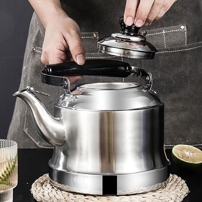 Tea kettle, 1.6 Quart Food Grade 304 Stainless Steel Tea Kettle for Stove top Whistling Teapot with Cool Touch Ergonomic Handle, Suitable for All Heat Sources(1.5L)