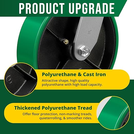 8 Inch Caster Heavy Duty-1500 lbs Each, Polyurethane Wheel on Steel, Plate Caster for Carts Pallet Trucks Industrial Equipment(1 Pack Rigid)
