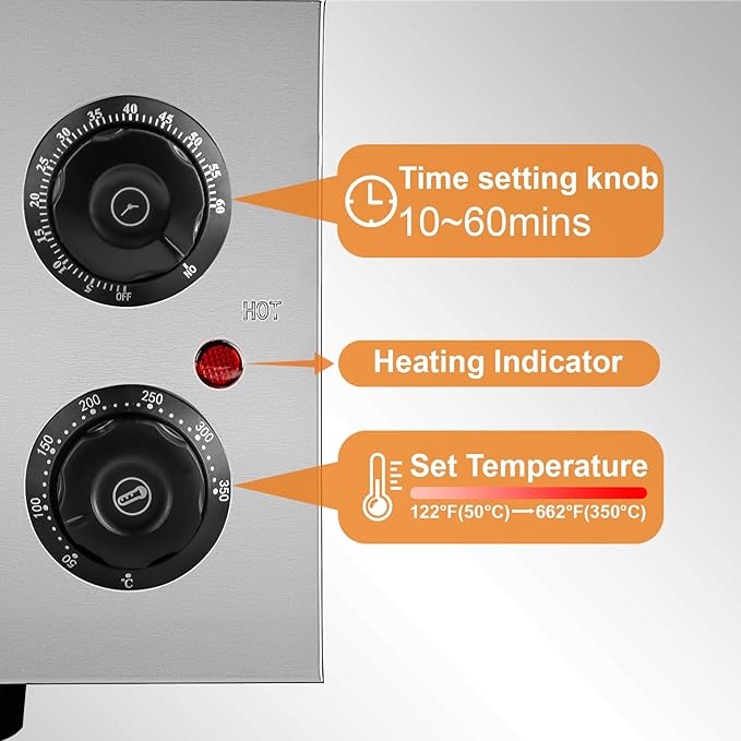 14" Electric Pizza Oven,Stainless Steel Countertop Pizza Oven with temperature and Timer for Kitchen Commercial Use