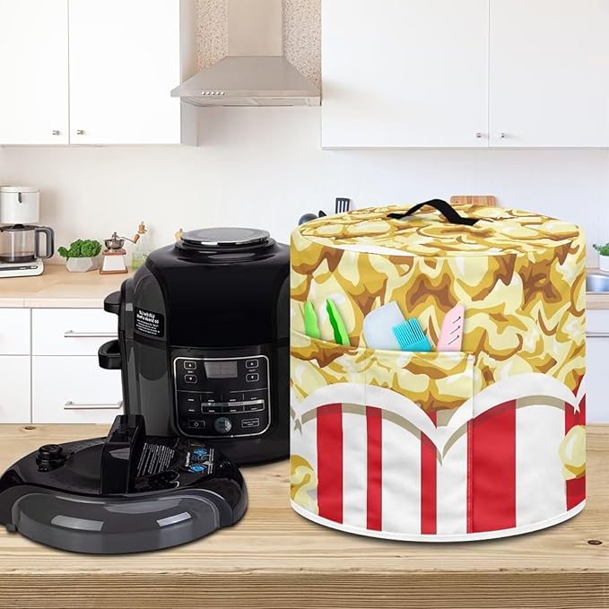 Dust Cover for 8 Quart Pressure Cooker Air Fryer Small Appliance Covers, Easy to Clean Pressure Cooker and Air Fryer Cover with Pocket for Kitchen Decor, Popcorn