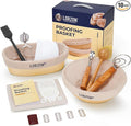 Clearance Final Stock - Lorzon Banneton Bread Proofing Basket Gift Set of 2 (10" Round & Oval Rattan) - Sourdough Bread Baking Supplies Making Tools with Bakers Couche & Sourdough Starter Kit