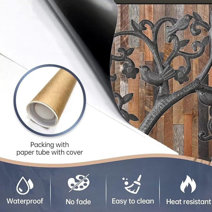 Tree of Life Dishwasher Cover Birds Fridge Sticker, Stainless Steel Tree Refrigerator Panel Cover, Wood Door Dishwasher Skin Cover (23" x 17" Ordinary)