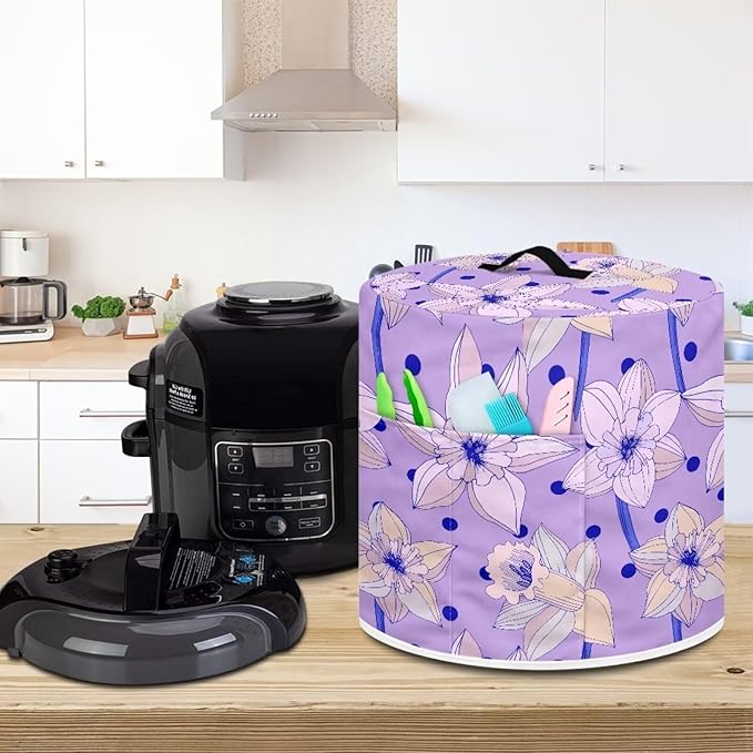 Purple Floral Dust Cover Instant Pot Heavy Duty Waterproof Dust Pressure Cooker Cover Case for Instant Pot Pressure Cooker Instant Pot Appliance Covers Pressure Cooker Size L