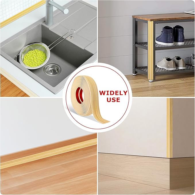 Flexible Wall Corner Protector Moulding Trim Peel and Stick Wall Corner Guards Edge Protector Self Adhesive Molding Trim Strip for Edge Ceiling (Original Wood Grain, 2.4 in x 20 Ft)