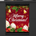 Merry Christmas Bell Flower Dishwasher Magnet Cover, Reusable Refrigerator Panel Stickers Microwave Front Door Covers Magnets for Kitchen Home Appliances Holiday Party Decorations 23 X 26 in