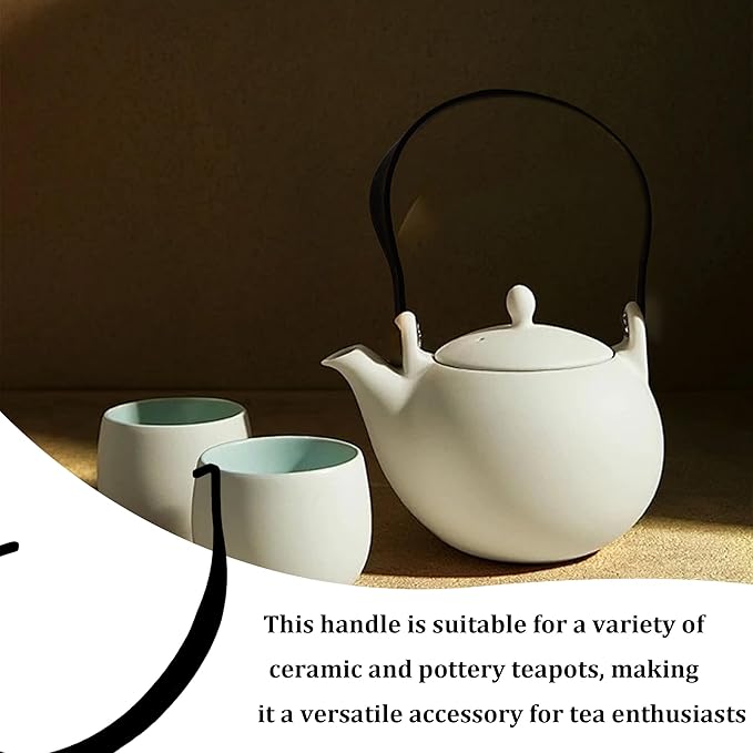 2PCS U-Shape Stainless Steel Teapot Handle, Black Inside Buckle Replacement Handle for Ceramic Pottery Teapot Kettle Accessories