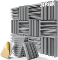 24 Pack Acoustic Panels, 12" x 12" x 2" Self-Adhesive Sound Proof Foam Panels for Walls, High-Density Soundproof Wall Panels for Studio, Home, and Ceilings (Gray)