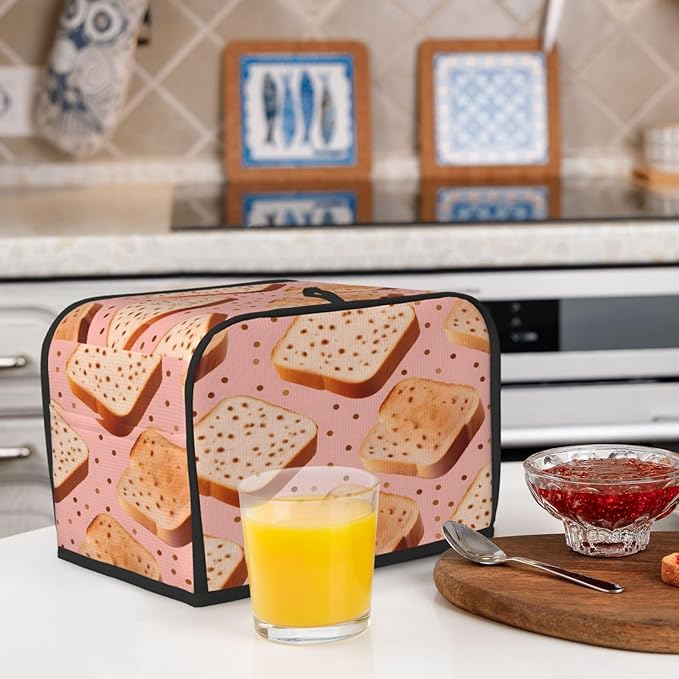 Toaster Cover 2 Slice Bread Pattern Waterproof Appliance Cover with Hang Loop Bread Baker Toaster Cover for Kitchen