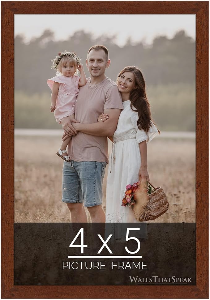 wallsthatspeak 4x5 Dark Walnut Rustic Pine Picture Frame for Puzzles Posters Photos or Artwork