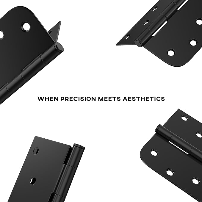 goldenwarm 24 Pack 4in Black Door Hinges Interior Door Hinges Black Matte 4 x 4 Inch with Square & Round Corners, Iron Material