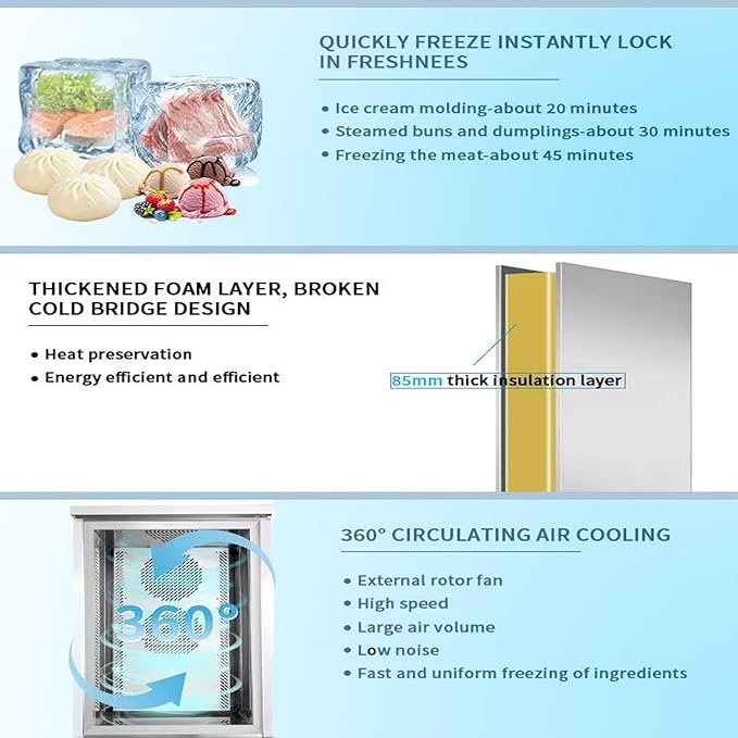 Commercial 5 Trays Blast Chiller,Blast Chiller & Freezer, Chest Freezer,Batch Chiller for Hard ice Cream,Cakes,Chicken,Fish,Sushi Rice in Restaurant,Hotel,School