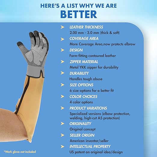 Arm Chaps Extended Elbow Leather Arm Guard - Arm Sleeve Protectors for Thin Skin and Bruising, Scratches & Cuts - Protective Arm Sleeve for Any Age- Left & Right Form-Fitting - Tan (1Pair/X-Small).