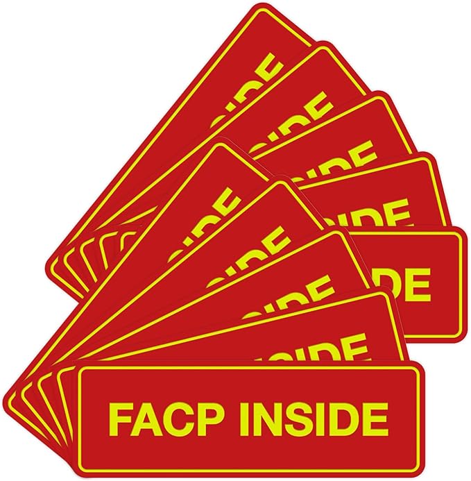 Signs ByLITA Standard FACP Inside Sign | Fire Safety Signage (Red/Yellow) - Large 10 Pack