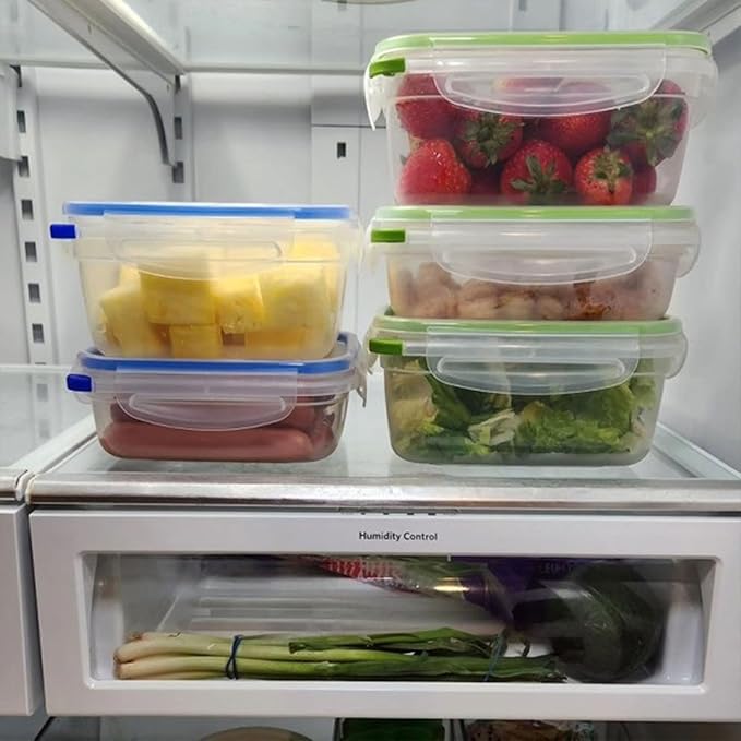 Sterilite Ultra-Seal 4.5 Cup Rectangle, Airtight Food Storage Container, Latching Lid, Microwave and Dishwasher Safe, Clear With Green Gasket, 12-Pack