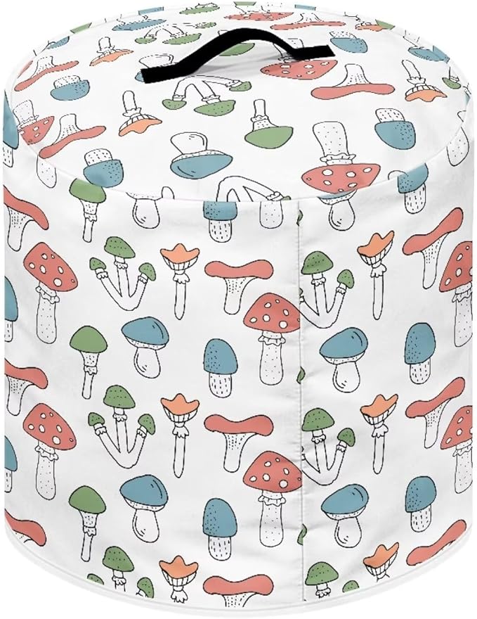 Cute Mushroom Print Pressure Cooker Cover 6 Quart Air Fryer Cover Kitchen Appliance Dust Cover Cover with Pockets for Electric Pressure Cooker Rice Cooker Steamer,White