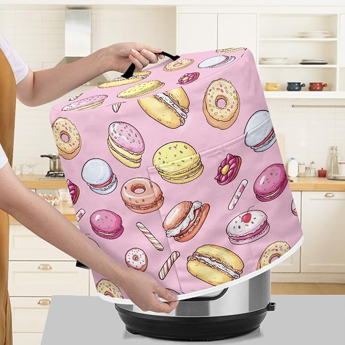 TODIYADDU Doughnut Cake Pressure Cooker Cover for Women Trendy Instant Pots Cover with Top Handle and Pocket Kitchen Appliance Cover Dust Cover for 3 Quart Instant Pots and Extra Accessories