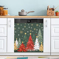 Christmas Tree Dishwasher Magnet Cover Panel Green Xmas Magnetic Dishwasher Covers Refrigerator Sticker Decal Decorative Washing Machine Cover for Home Kitchen,23x26in