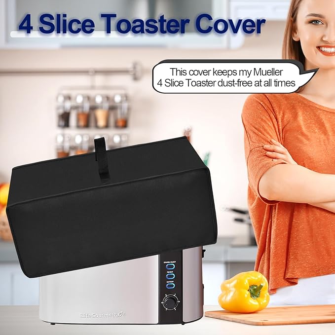 Toaster Cover Waterproof Heat-Resistant Dustproof Protective Case Heavy Duty Cover for Mueller UltraToast 4 Slice MT-110ss/Elite Gourmet ECT-3100 Long Slot 4 Slice Toaster