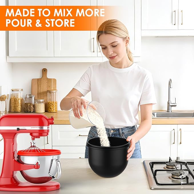 Omoiyari Premium Morandi Colors 3-Pack Silicone Bowl Liners with Lids for KitchenAid 6-Qt Bowl-Lift (Only), 2mm Extra-Thick Silicone, Odour-Free,Air Valves for Dough Proofing,Dishwasher Safe, BPA Free