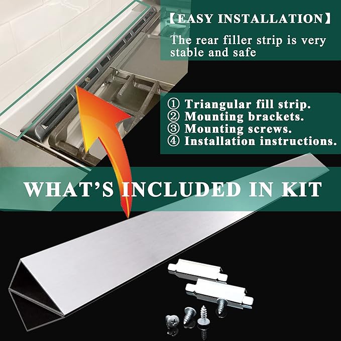 36" Slide In Range or Stove Rear Filler Trim Kit, Universal Fill Strip for Gap Between Slide-In Stove Range and Wall, W10113901A Compatible with Whirlpool and Most Brand, Durable Aluminum, Sliver