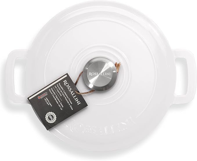 Signature Enameled Cast Iron Braiser, Non-Stick Serving Pot with Tight Fitting Lid for Perfect Roasting, Baking, Sauteing, Searing, and Pan Frying | 2.25Q (2.1L) - White
