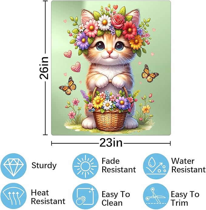 cat Flower sage Green Dishwasher Magnet Cover for The Front Dishwasher Door Cover Panel Decals Magnetic Refrigerator Cover for Kitchen Farmhouse Home Decor 23 X 26 in