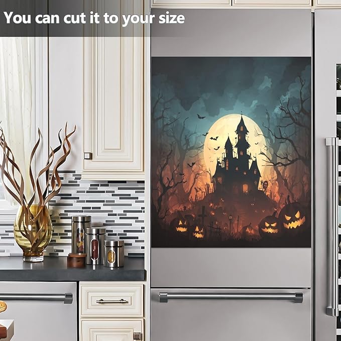 Halloween Pumpkins Orange House Dishwasher Magnet Cover for Front Panel Magnetic Dishwasher Cover Decorative Refrigerator Magnet Covers Dishwashers Magnetic Sticker for Home Kitchen Decor, 23" x 26"